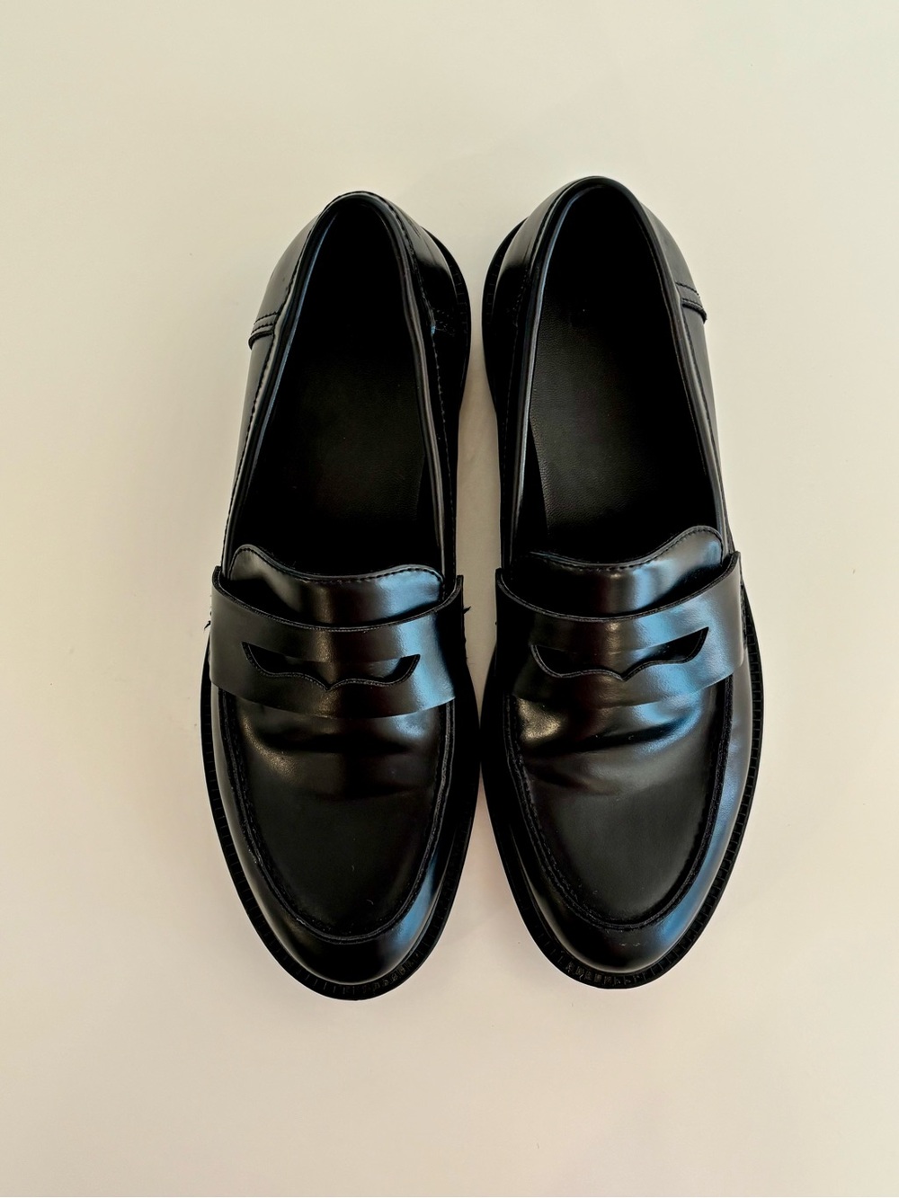 Women’s H&M Black Penny Loafers - Classic Faux Leather Slip-On (worn once)